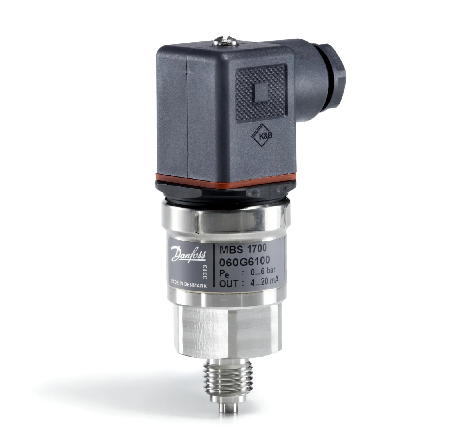 Danfoss 060G6100 — Преобразователь (датчик) давления MBS 1700, 0-6 бар, выходной сигнал 4-20 мА, внешняя резьба G1/4, IP 65