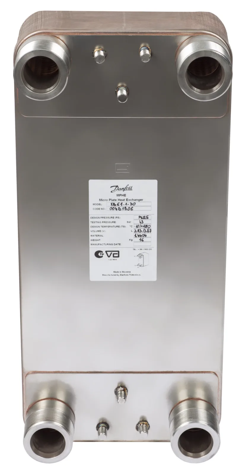 Паяный пластинчатый теплообменник одноходовой XB61 Данфосс (Danfoss)